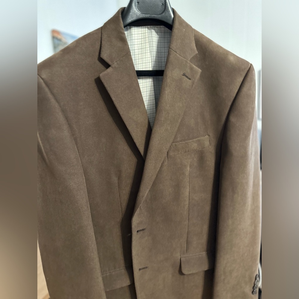 Men’s Brown Faux Suede Blazer- Lauren by Ralph Lauren 
Size: 42R